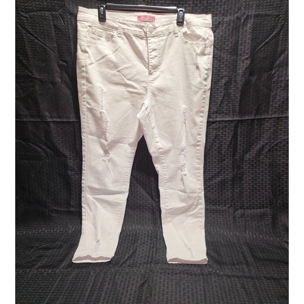 Wax Jean "Butt I Love You!" White Distressed Skinny Jeans Plus Size 18